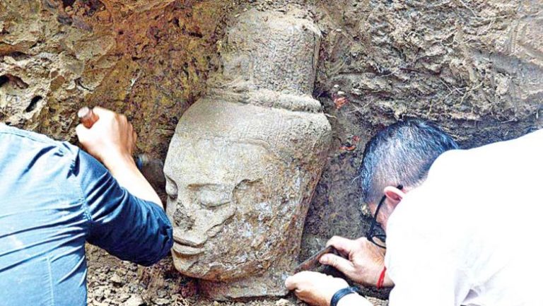 the_apsara_national_authority_technical_team_uncovered_a_sandstone_statue_of_a_avloketesvar_bodhisattva_while_carrying_out_excavation_work_at_the_east_entrance_of_the_ta_nei_temple_on