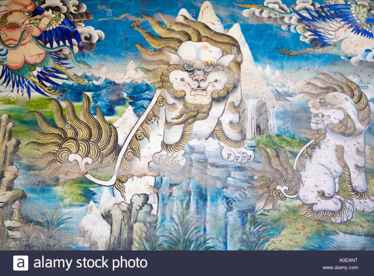 rare-surviving-depiction-of-snow-lion-national-symbol-of-tibet-A0EANT