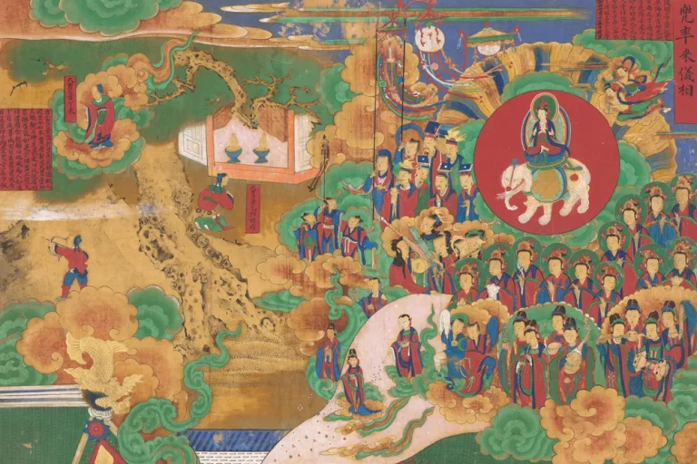 lead-The-Birth-of-the-Buddha-in-Lumbini-from-Eight-Great-Events-in-the-Life-of-Shakyamuni-Buddha-팔상도-중-도솔의래상